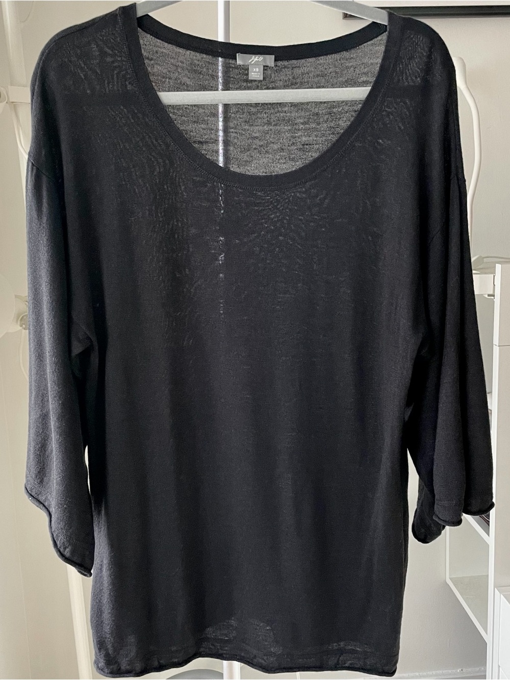 J. Jill Black Linen Blend Scoop Neck Longline Tunic XS